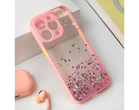 Futrola Frame Glitter - iPhone 15 Pro 6.1 roze.