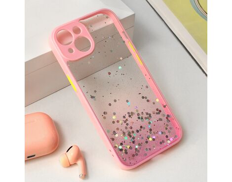 Futrola Frame Glitter - iPhone 15 roze.