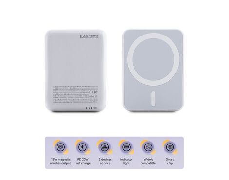 Univerzalna Back Up Baterija Magsafe REMAX RPP-509 Fantasy Series PD 20W + Wireless 15W Fast Charging 5000mAh beli.