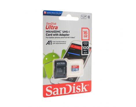 Memorijska Kartica SanDisk SDHC 16GB Ultra Micro 100MB/s Class 10 sa adapterom ZJ CN.