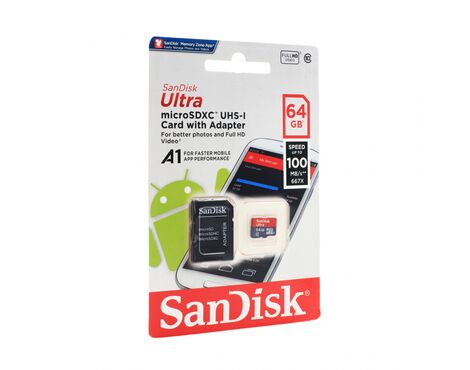 Memorijska Kartica SanDisk SDHC 64GB Ultra Micro 100MB/s Class 10 sa adapterom ZJ CN.