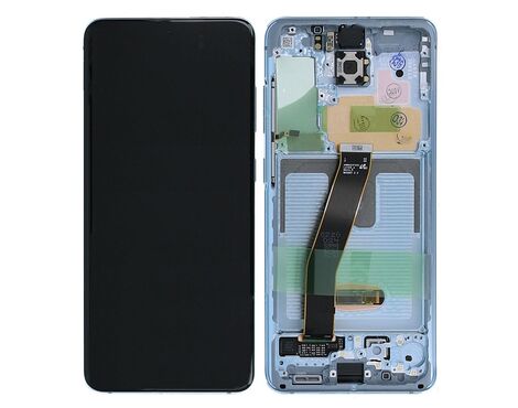 LCD displej (ekran) - Samsung G985F Galaxy S20 Plus + touchscreen + frame Blue Service Pack ORG/GH82-22134D.