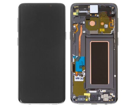 LCD displej (ekran) - Samsung G960/Galaxy S9 + touchscreen + frame Gray Service Pack ORG/GH97-21696C.