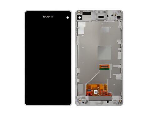 LCD displej (ekran) - Sony Xperia Z1 compact/D5503+touch screen crni+frame beli.