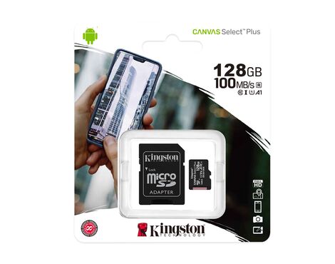 Memorijska kartica Kingston Select Plus Micro SD 128GB Class 10 UHS U1 100MB/s sa adapterom (MS).