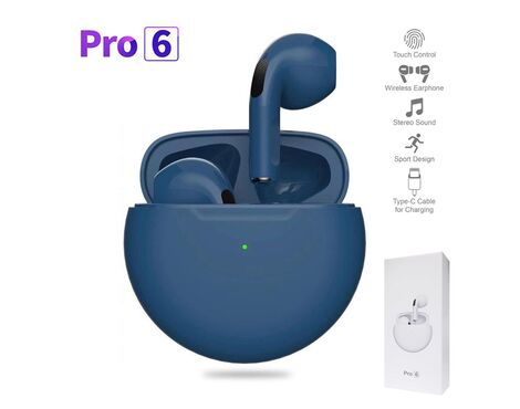 Bluetooth slusalice Airpods Pro6 plave HQ.