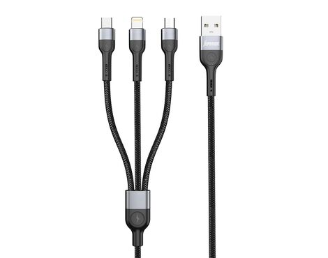 USB data kabl Superior SU-K106 3in1 Lightning/Micro/Type C 1m crni (MS).