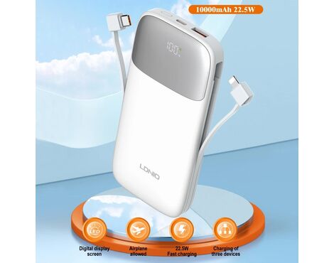 Back up baterija LDNIO PQ19 10000mAh, bela.