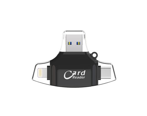 Citac kartica SD microSD na Type C Lightning USB 2.0 JWD-84 crni.