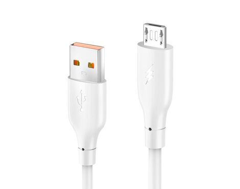 Data kabl KONFULON DC63, 3A, USB na micro USB beli 1m.