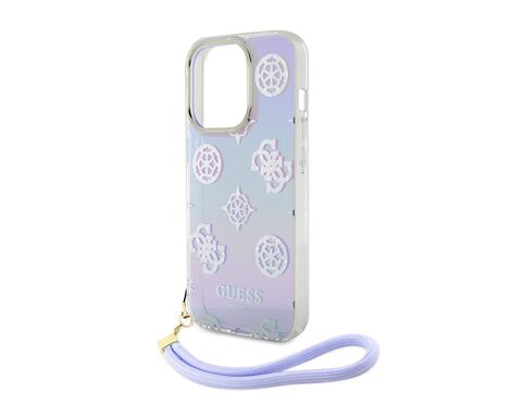 Futrola Guess Hc PC TPU Iridescent Glitter Pattern Peony Cordstrap - iPhone 15 ljubicasta (GUHCP15SHPELISU).