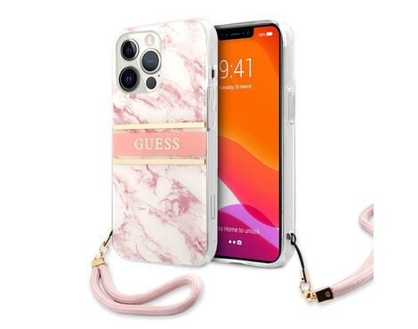 Futrola Guess Marble Strap - iPhone 13 Pro roze (GUHCP13LKMABPI).