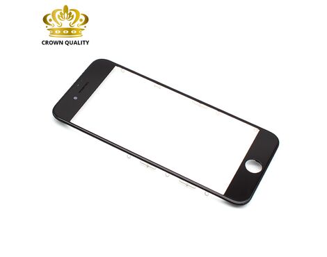 Staklo touchscreen-a - Iphone 7 + frame + OCA stiker (Crown Quality) black (crni) (MS).