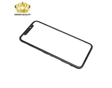 Staklo touchscreen-a - iPhone 11 + frame + OCA stiker (Crown Quality) black (crni) (MS).