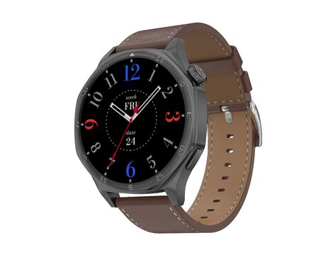 Smart Watch DT5 crni (crna silikonska i braon kozna narukvica) (MS).