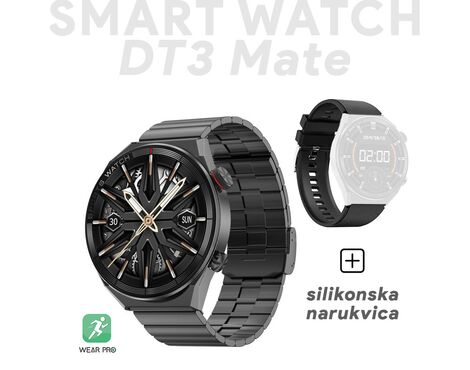 Smart Watch DT3 Mate crni (metalna+silikonska narukvica).