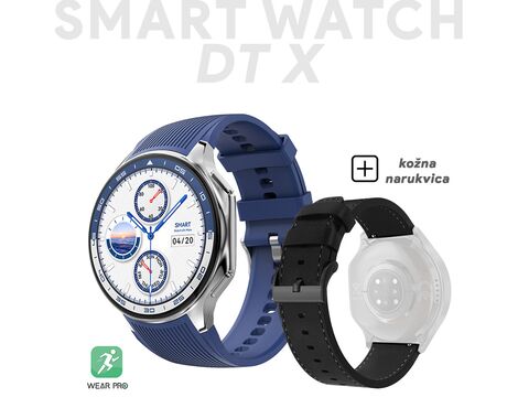 Smart Watch DT watch X srebrni (kozna+silikonska narukvica).