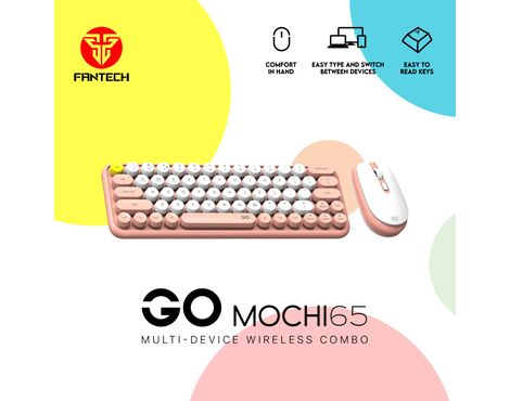 Combo mis tastatura wireless Fantech WK-896 GO Mochi65 narandzasti.