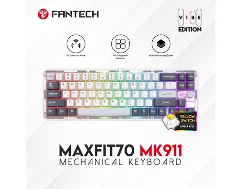 Tastatura Mehanicka Gaming Fantech MK911 RGB Vibe Maxfit 70 Epic Greyscale Wireless (Yellow switch).