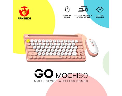 Combo mis tastatura wireless Fantech WK-897 GO Mochi80 narandzasti.