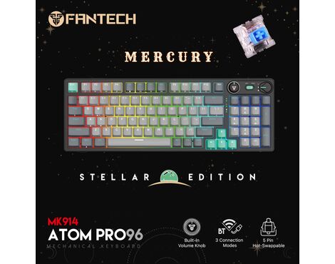 Tastatura Mehanicka Gaming Fantech MK914 RGB Atom PRO96 Wireless Mercury (blue switch).