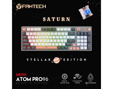 Tastatura Mehanicka Gaming Fantech MK914 RGB Atom PRO96 Wireless Saturn (blue switch).