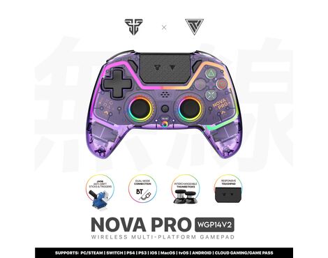 Joypad wireless Fantech WGP14V2 NOVA PRO multiplatform RGB providna ljubicasti.