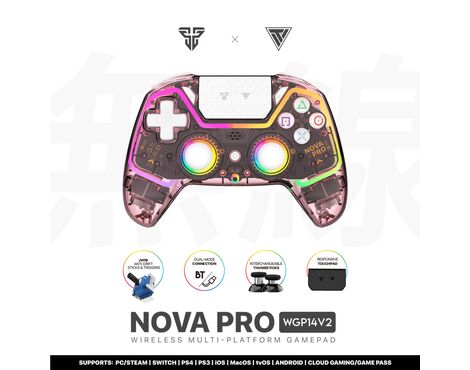 Joypad wireless Fantech WGP14V2 NOVA PRO multiplatform RGB providna sakura.