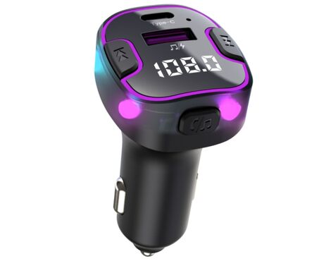 FM transmiter C49 USB, PD, QC 3.0 Bluetooth 5.0, RGB, Handsfree slušalica crni.