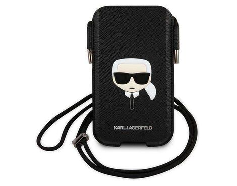 Futrola Karl Lagerfeld Pouch Pu Saffiano Karl Head Large - telefone do 6,7" crna ( KLHCP12LOPHKHK).