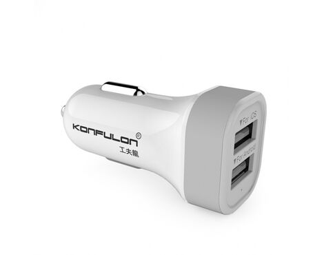 Auto punjac KONFULON C17 dual USB 5V 2.1A sivi.