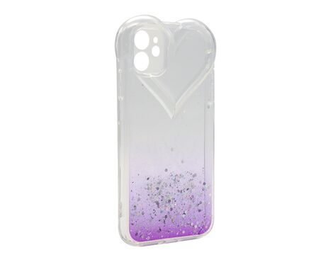 Futrola Sparkly Heart - iPhone 12 ljubicasta (MS).