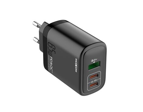 Kuciste punjaca Moxom MX-HC74 2xUSB-C 65W USB-A 60W 5A crno (MS).