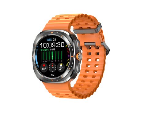 Smart watch W7 Watch Ultra crni (narandzasta silikonska narukvica) (MS).