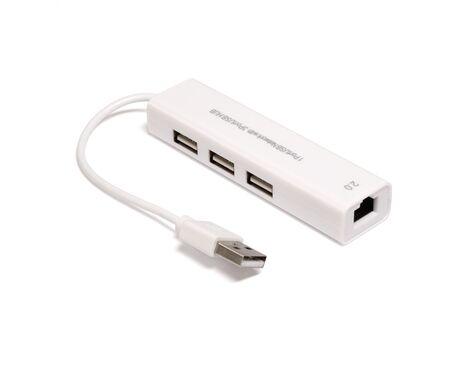 Adapter USB 2.0 na RJ45 i USB HUB 3 porta 2u1 JWD-U25.