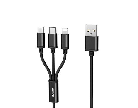 Data kabl REMAX Gition RC-131 3u1 - iPhone Lightning/Micro USB/Type C crni 1m.