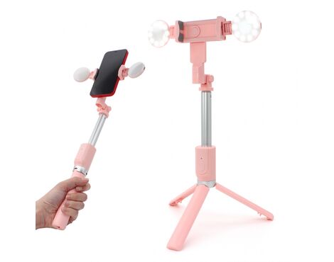 Mini tripod sa LED rasvetom R8 pink.