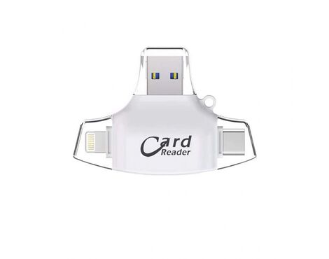 Citac kartica SD microSD na Type C Lightning USB 2.0 JWD-84 beli.