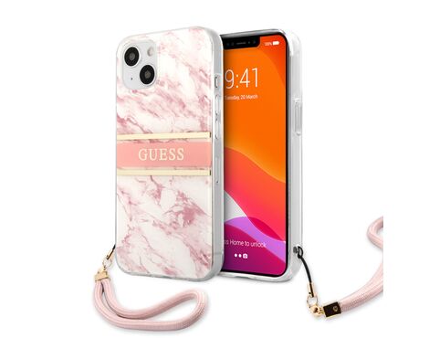 Futrola Guess Marble Strap - iPhone 13 roze (GUHCP13MKMABPI).