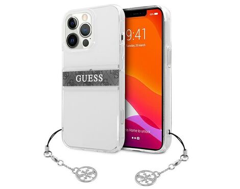 Futrola Guess 4G Stripe Charm - iPhone 13 Pro Max 6.7 siva (GUHCP13XKB4GGR).