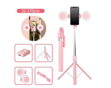 Tripod sa LED rasvetom A12 pink.