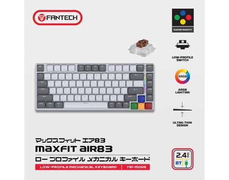 Tastatura Mehanicka Gaming Fantech MK915 RGB Maxfit AIR83 Wireless grey (brown switch).