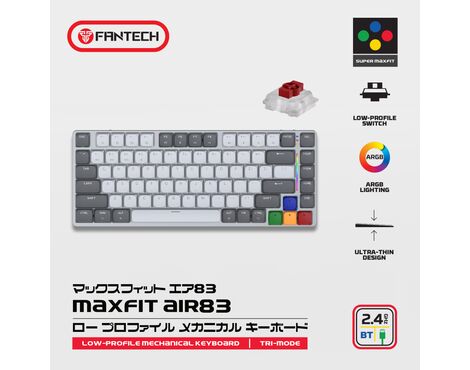 Tastatura Mehanicka Gaming Fantech MK915 RGB Maxfit AIR83 Wireless grey (red switch).