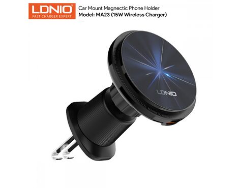 Auto Drzac - ventilaciju LDNIO MA23 15W Wireless magnetic crni.