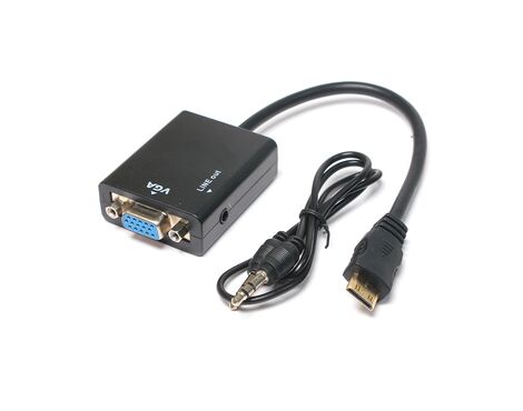 Adapter mini HDMI na VGA (Audio) JWD-HDMI10 crni.