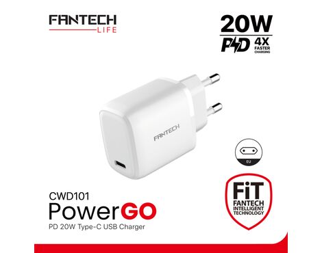 Kucni punjac Fantech PowerGO CWD101 PD 20W beli.