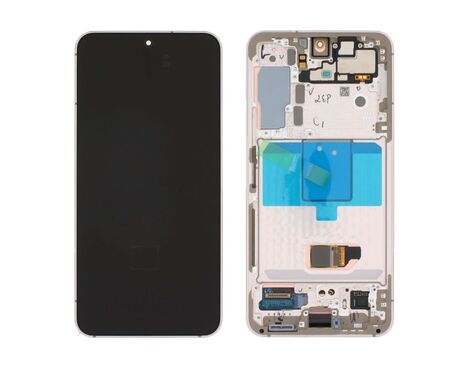 LCD displej (ekran) - Samsung S901B/Galaxy S22 5G + touchscreen + frame Violet Service Pack ORG/GH82-27520F.