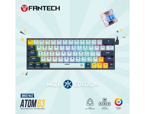 Tastatura Mehanicka Gaming Fantech MK874 RGB Atom 63 SkyBlue (Blue switch).