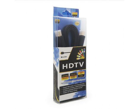 Kabl Flet HDMI na HDMI 1.5m crni.