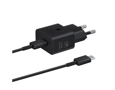 Samsung kucni punjac (USB Type-C) 3A 25W sa kablom crni (EP-T2510-NBE).